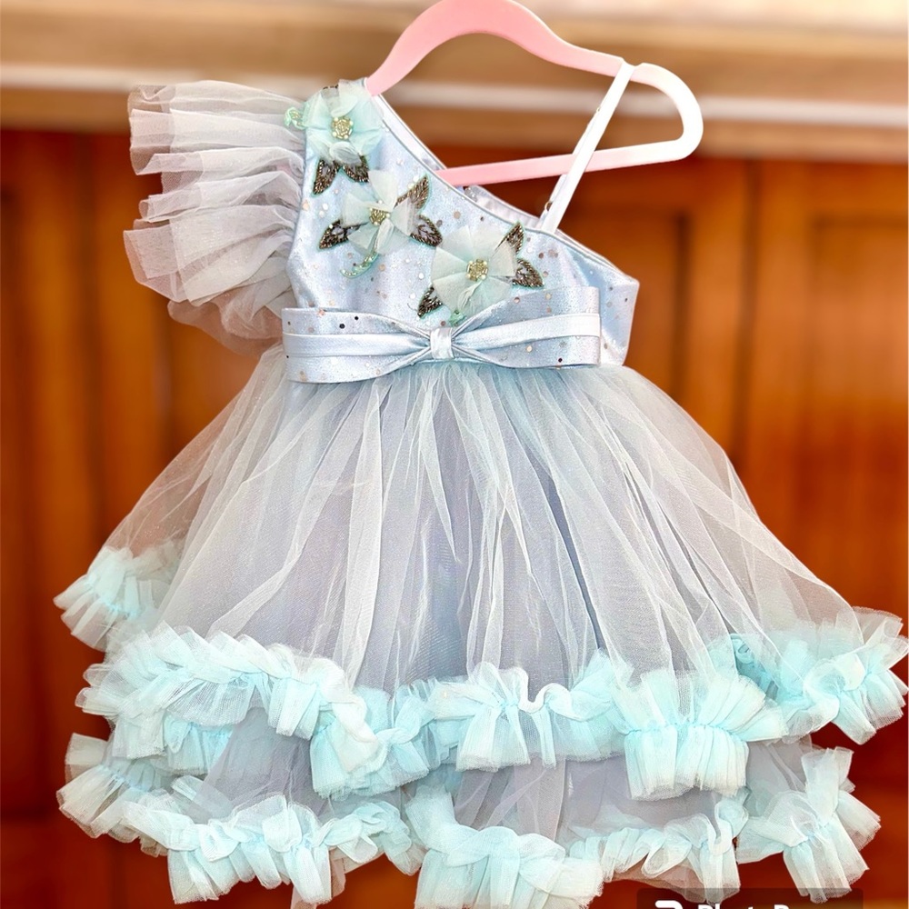 Ruffled tutu glittery one shoulder dress for 3 year toddler girl, new with tags